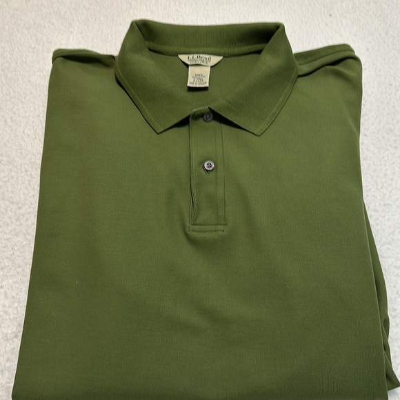 L.L Bean Men’s Green Long Sleeve Polo Shirt Size Large Tall - Picture 3 of 6